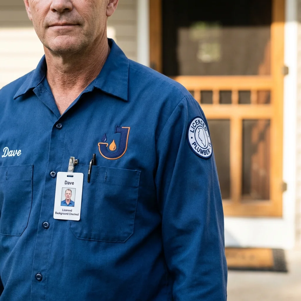Licensed plumber showing ID badge in Blackwell, OK