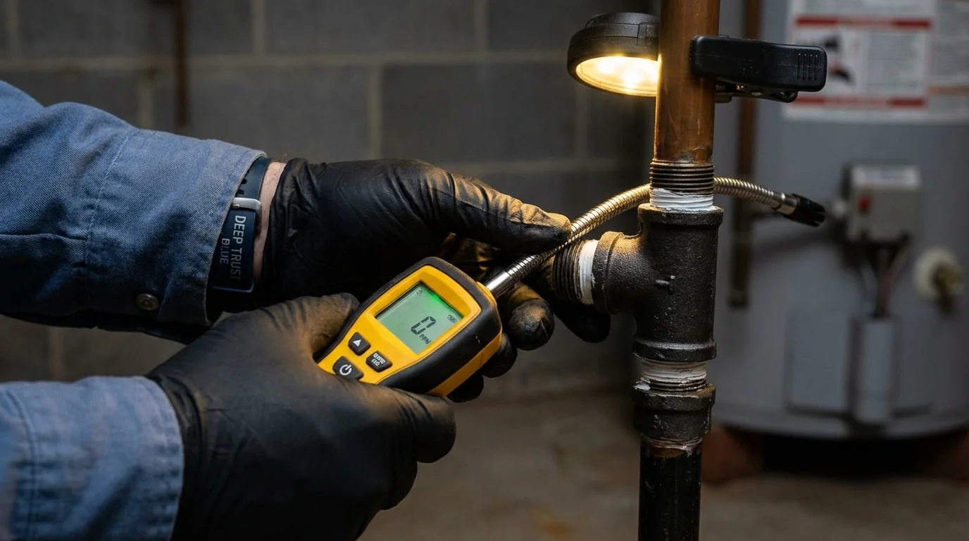 Gas leak detection with electronic sniffer by Johns Plumbing LLC in Blackwell